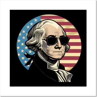 George Washington Funny July 4th American Flag Posters and Art